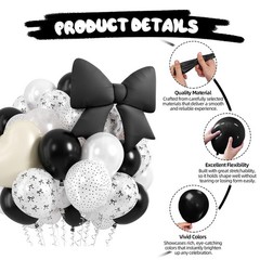 Black White Bow Balloons, 50 Pcs Pearl White Dot Printed Balloons with Black …