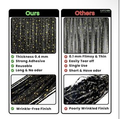 Katchon Star Print Foil Fringe Party Backdrop Pack of 2 Black Gold 3.2×6.5ft