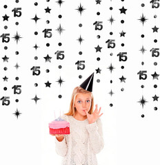 Black 15Th Birthday Decorations Number 15 Circle Dot Twinkle Star Garland Metall