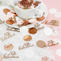 Happy 50th Birthday Decorations Rose Gold for Women,50 and Fabulous Round Tab…