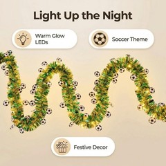 19.7Ft Soccer Garland with Lights,2026 Global Soccer Championship Decor,Shiny…