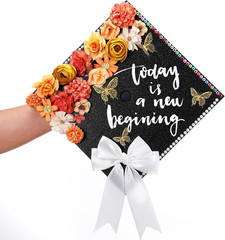 56 Pcs Graduation Grad Cap Decorations Kit DIY Glitter Card Stock Construction P