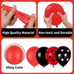 Ladybug Balloons, Red Black Polka Dots Balloons Matte Black and Red Balloon B…