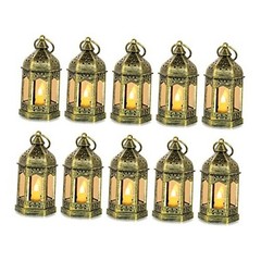 Mini Lanterns Decorative for Centerpiece:pcs Hanging Small Lantern 10 Gold