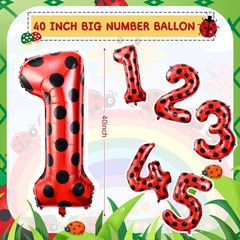 40 Inch Ladybug Large Number 1 Balloon 40 Inch Decorations Supplies Black Red…