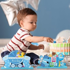 6 Pcs Blue Baby Shower Table Decorations Wooden It’s a Boy Baby Shower Center…