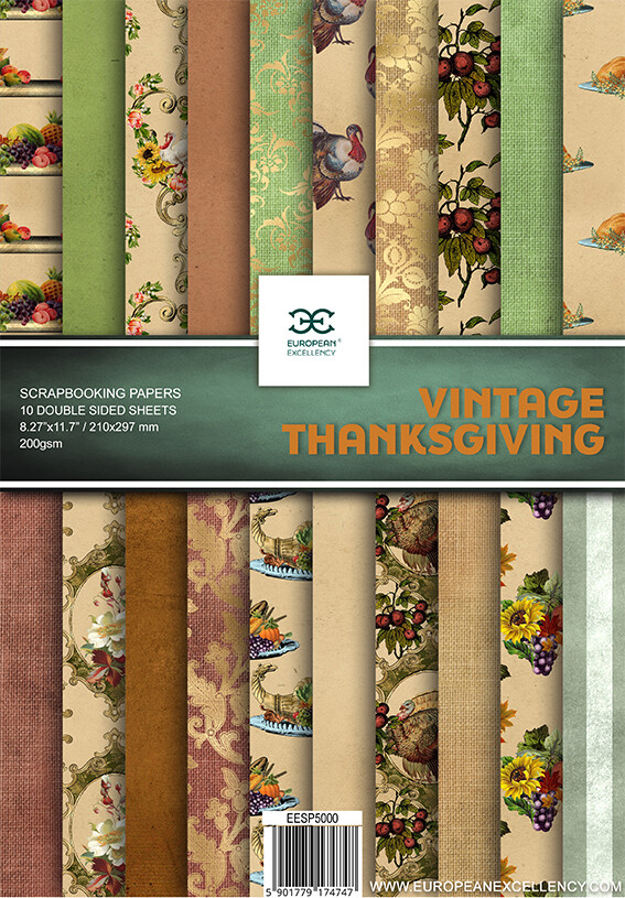 Scrapbooking Paper VINTAGE THANKSGIVING Decorative Paper, Vintage Paper