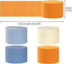 Light-Dusty Blue Beige-Orange Party-Decorations Streamers – 8 Rolls Graduation 2