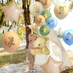 33Pcs Winnie Bear Balloons Large, 12Inches Neutral Vintage Pooh Bear Baby Sho…
