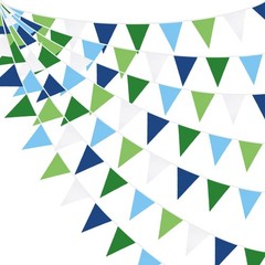 32Ft Golf Party Decorations Blue Green Fabric Triangle Banner Flag Banner Pen…