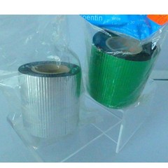 Vtg Amscan Metallic Streamers Silver Green 2″ x 30ft Party Decor Lot of 2