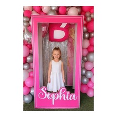 Barbie and Ken Photo Booth, pink and blue box, cardboard material