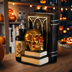 Halloween Decorations Indoor Resin Halloween Skull Heads with Books Statue Head