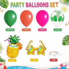 Tropical Balloons Kit, 12inch Hawaiian Luau Balloons Hot Pink Green with Palm…