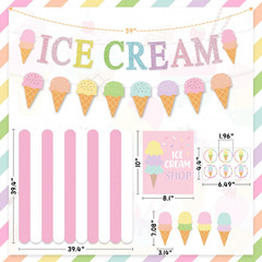 Ice Cream Party Stand Decor Kit, Summer Sundae Playstand Play Shop ICE CREAM Ban