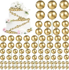 324 PCS Gold Cake Toppers, Assorted Size Mini Balloon Cake Picks, Plastic Cup…