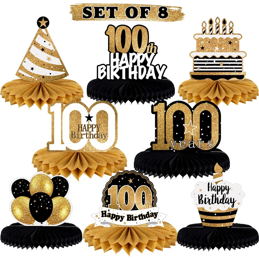 Happy 100th Birthday Honeycomb Table Centerpieces Cheers to 100 Years Decor