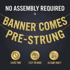 Bachelorette Party Banner Gold Glitter Pre Strung Decorations For Her