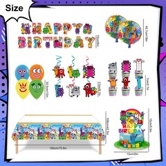 35 Pcs Number Blocks Birthday Party Supplies Decorations Set Banner Tablecloth