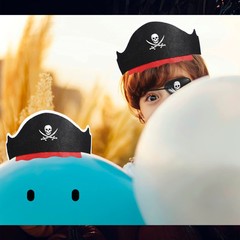 36 Pcs Pirate Costume Set – Classic Skull Print Hat, Eye Mask, 18 Pcs Captain…