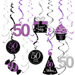 50th Birthday Decorations for Women Purple Silver Black Women 50th Birthday Part