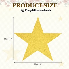 25 Pcs 11 Inch Double Printed Glitter Star Cutouts, Yellow