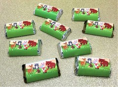 60 Forest Animals Miniatures Candy Bar Wrapper Decorations, Woodland Creatures M