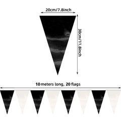 130FT Black White Triangle Pennant Banner Flag Metallic Fabric Bunting Garlan…