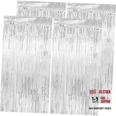 Thicken Streamers 4 Pack 13.2×8.2 FT Tinsel 38.4″W x 98.4″L (Pack of 4) Silver
