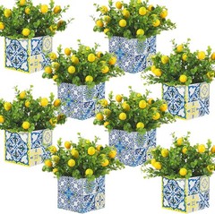 Giegxin Blue Tiles Lemon Table Centerpiece Decor Amalfi Coast Box Multi Color