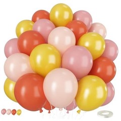 Orange Pink Yellow Balloon,50PCS 12 Inch Boho Balloons with Retro Yellow Pink