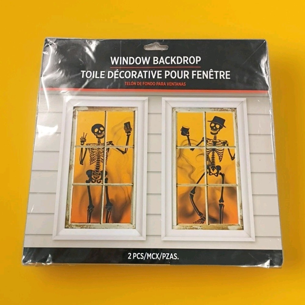 Skeleton’s Window Silhouettes Door Cover Halloween Horror Scene 33.5×65