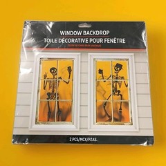 Skeleton’s Window Silhouettes Door Cover Halloween Horror Scene 33.5×65