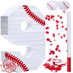 Poen Baseball Piñata with Blindfold, Stick, Confetti Sports Piñata for Kids B…