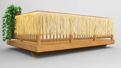 Hawaiian Luau Grass Raffia Fringe Banner Table 143 inch(W)x12 inch(H), Brown