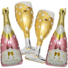 4 Pcs Champagne Balloons, Huge Rose Gold Champagne Bottle Goblet Aluminum Foi…