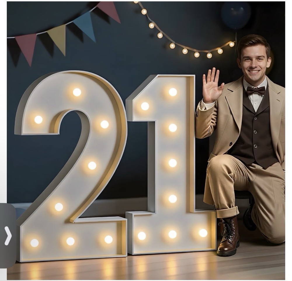 Marquee Numbers 21 Birthday Decorations: 3FT Light Up Numbers 21