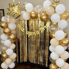 White and Gold Confetti Balloons – 50pcs 12 Inch Metallic Champagne Gold Matt…