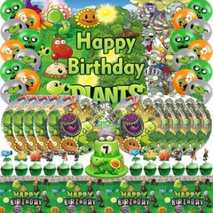 Plants vs Zombies Party Decorations Set Plates Balloons Banner Cake Toppers