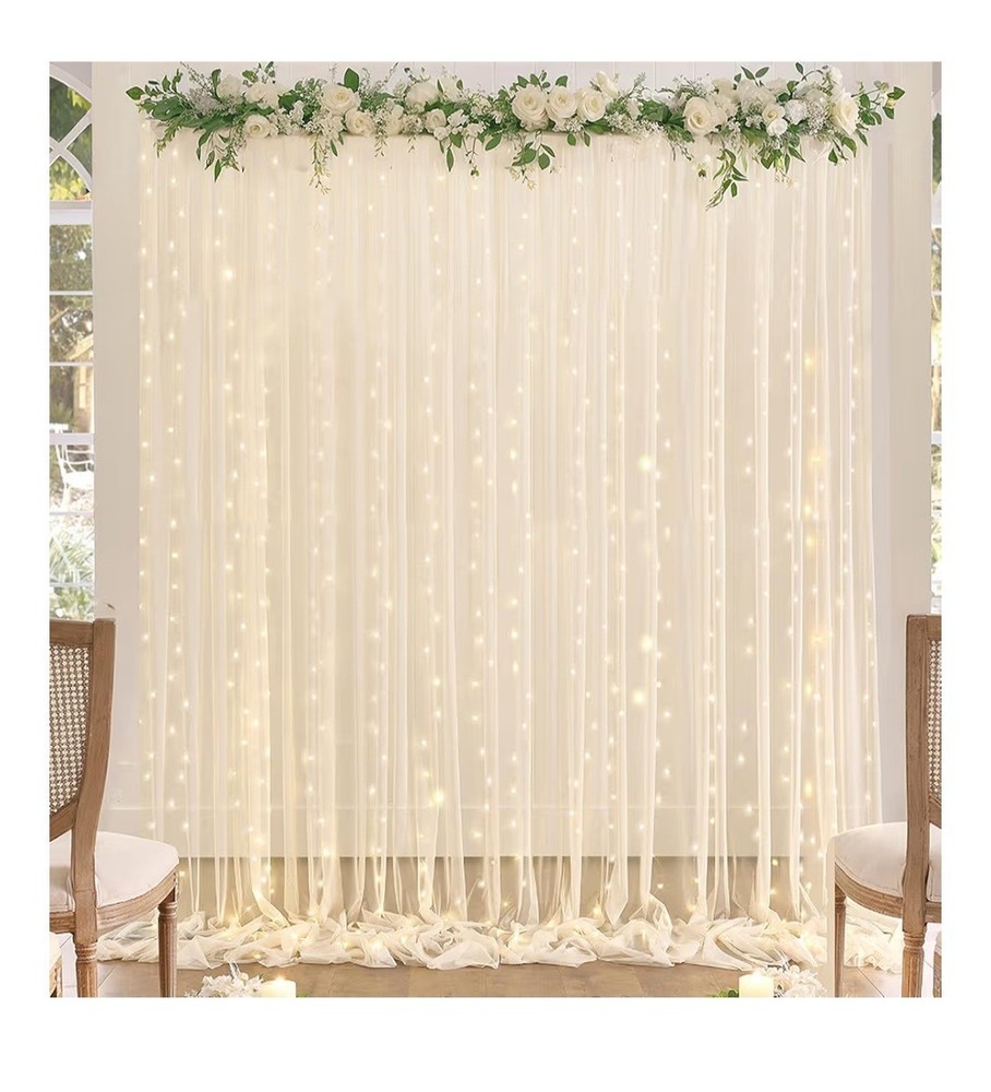 LED USB Curtain String Lights Backdrop, Warm White, Party Birthday Wedding