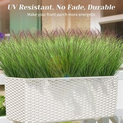 10 Bundles Fake Grass Plants Artificial Outdoor 10Pcs, Green Red Tail