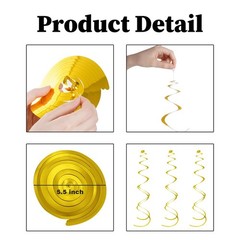 12 PCS Swirl Hanging Decorations Neutral Gold Oh Baby Shower Party Supplies