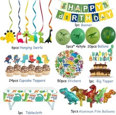 104-Piece Dinosaur Birthday Decorations Set: Eco-Friendly Dino Party Supplies