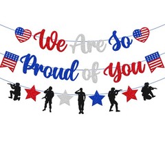 Military Going Away Party Decorations We Are So Proud of You Banner Blue