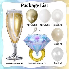 Engagement Party Balloons Set Proposal Decorations Foil Champagne White Gold