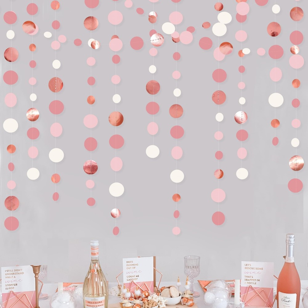 Rose Gold Party Decorations Dusty Pink Circle Dots Garland Blush Pink Hanging…