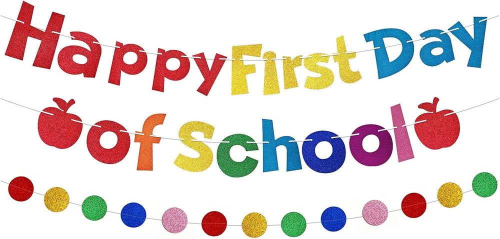 Happy First Day of School Banner Glitter Back to School Banner First Day of Scho