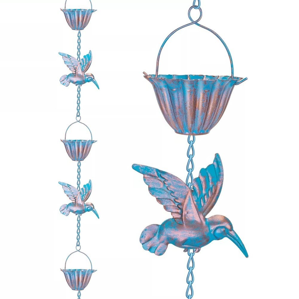 Functional 13 1FT Hummingbird Rain Chain for Efficient Outdoor Water Flow