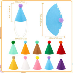10 Pcs Mini Birthday Party Hats Multicolor Mini, Colorful Non-Woven Fabric
