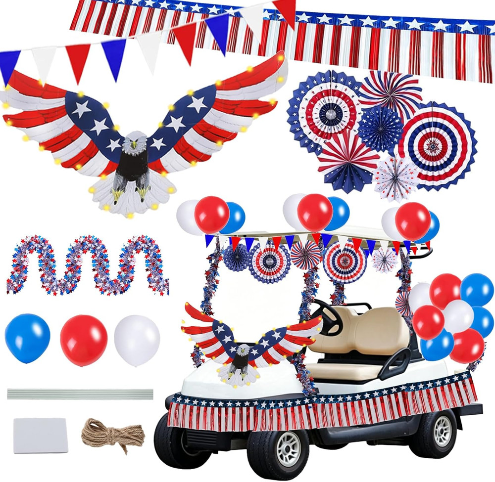 Patriotic Golf Cart Decoration Kit for 4th of July Celebrations